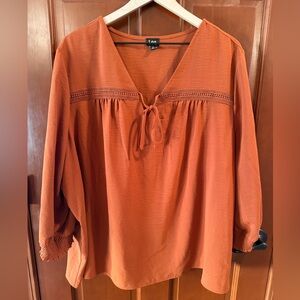 Lee Women's Rust V-Neck Blouse
